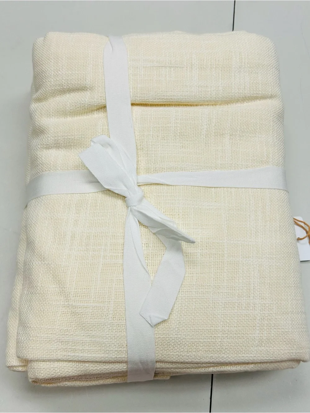 NWT QUINCE Set Of 2 48x96 Cotton Sheer Curtains Ivory 9710